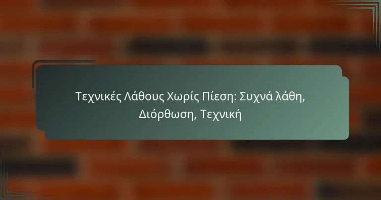Τεχνικές Λάθους Χωρίς Πίεση: Συχνά λάθη, Διόρθωση, Τεχνική