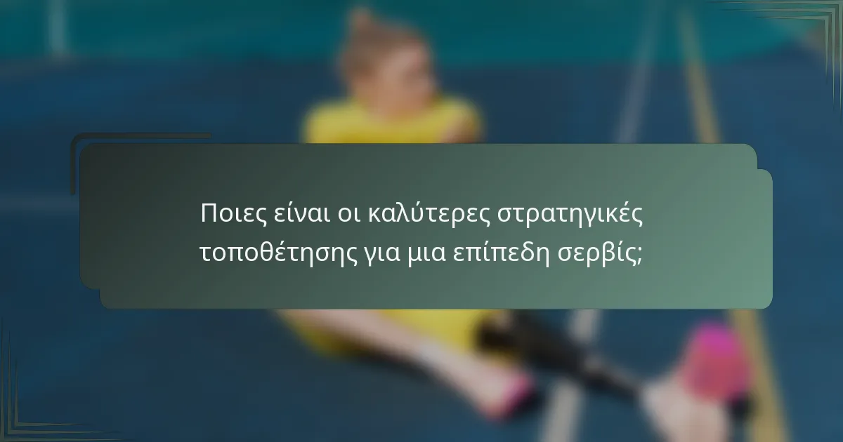 Ποιες είναι οι καλύτερες στρατηγικές τοποθέτησης για μια επίπεδη σερβίς;