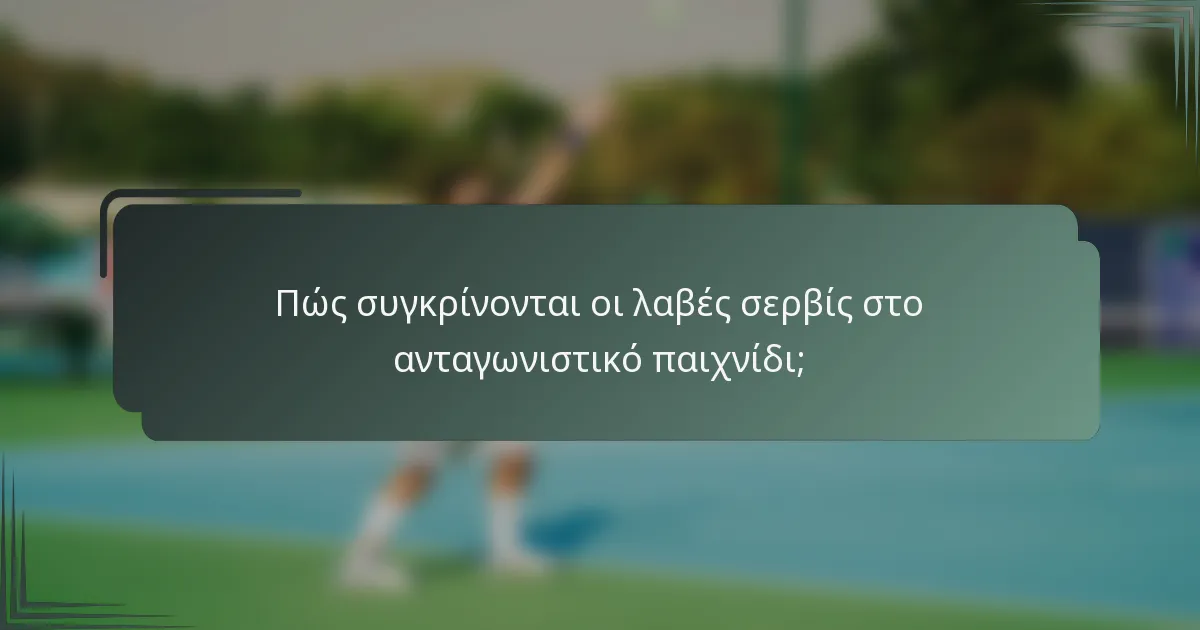 Πώς συγκρίνονται οι λαβές σερβίς στο ανταγωνιστικό παιχνίδι;